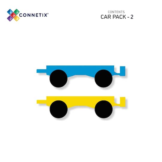 Connetix® Blue & Yellow Magnetic Tiles Rainbow Cars, 2ct.